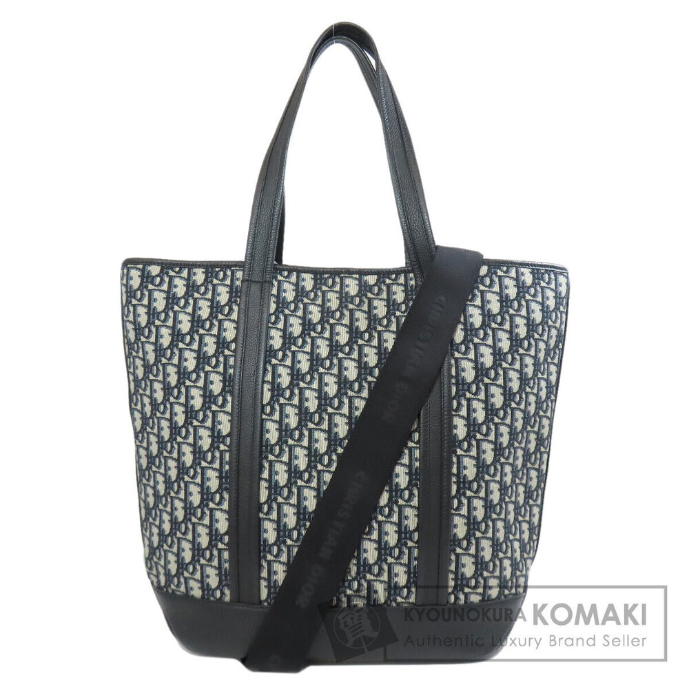 Christian Dior Oblique Tote Bag Canvas Calfskin